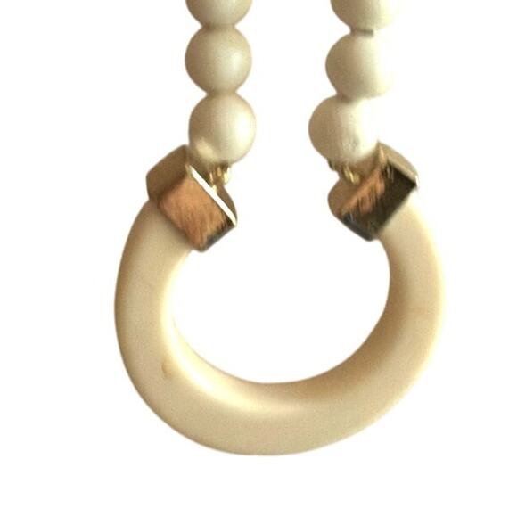 20" Ivory Cream Beaded Necklace Blue Asian Inspired Beads with - Picture 6 of 6